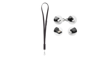 Smycz z kablem 3 w 1 Cableyard czarny